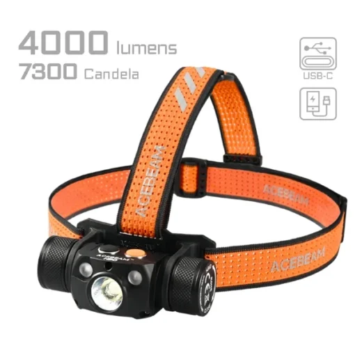 Acebeam H30 Brightest Headlamp - 4000 Lumens/171m Red + UV